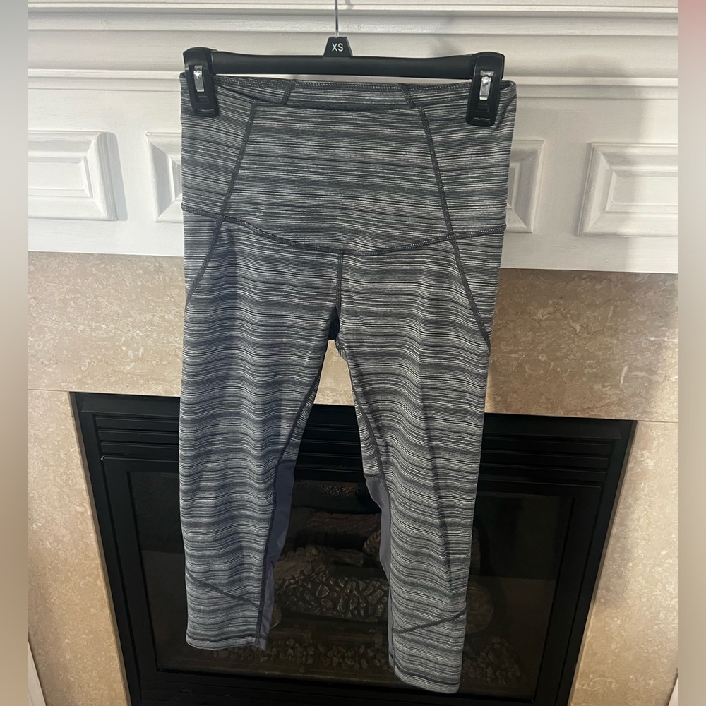 Zella Gray Striped Leggings